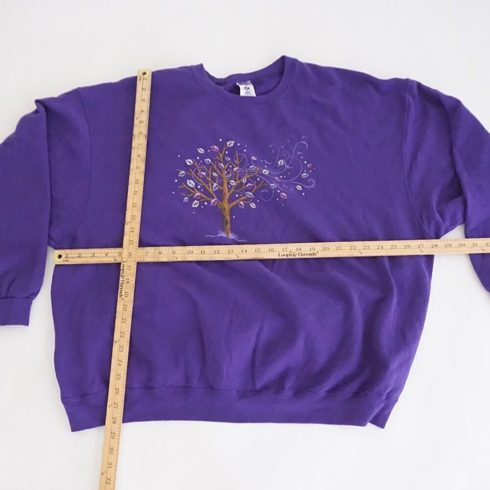 VTG Jerzees Purple Graphic Tree Nature Print Whimsical Eclectic Grandpa 3X - Picture 2 of 9